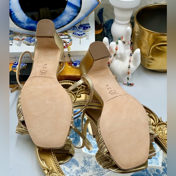 🆕 LOEFFLER RANDALL 🧿 NWOT Kimora Metallic Bow Ankle Strap Sandals, Gold Sz 7.5 - Picture 9 of 13